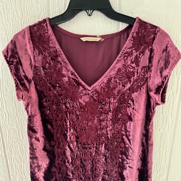 Soft Surroundings Embroidered Velvet Boho Shift Dress medium - Picture 4 of 5